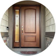 Doug F. | Aurora, CO | Signet® Cherry 002C-449 Entry Door and 160 Sidelite in American Cherry with Esmond Decorative Glass