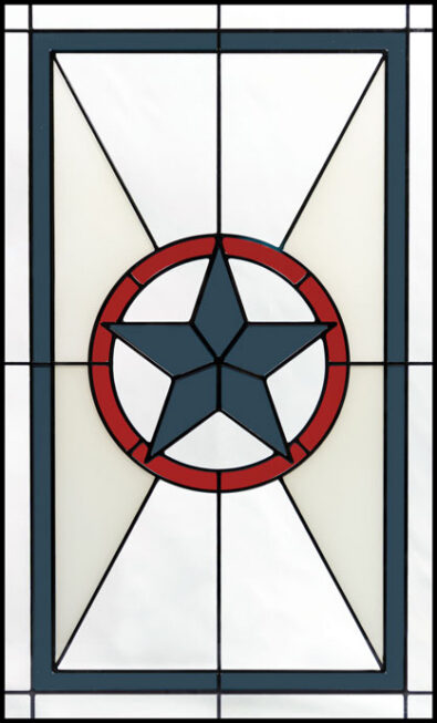 Isolated image of the ProVia® Art Glass style named Americana, which can be featured in ProVia doors and windows to create a unique stained glass look