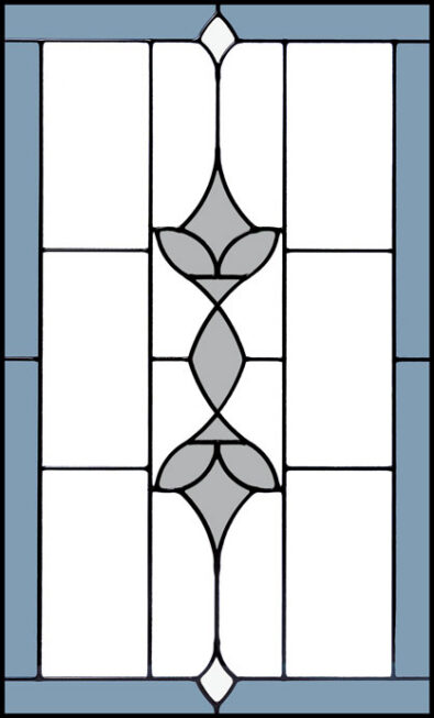 Isolated image of the ProVia® Art Glass style named Esmond, which can be used in ProVia doors and windows to create a unique stained glass look